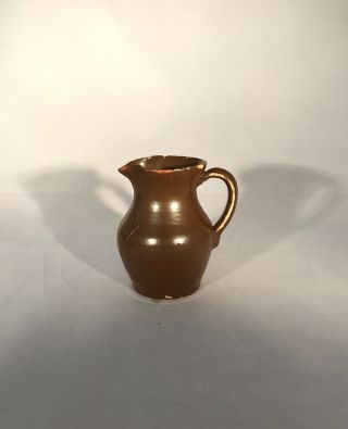 Antique Primitive Southern Pottery - Small Pitcher/creamer - Brown Glaze - 3.  75”