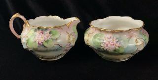 Antique Rosenthal Rc Moliere Bavaria Hand Painted Lilac Creamer & Sugar Bowl