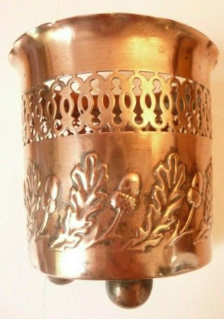 Arts And Crafts Small Embossed Copper Cactus/plant Pot,  Stamped J.  S.  &s