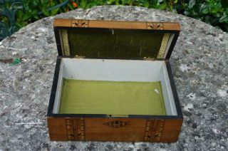 Antique Victorian Tunbridge Ware Marquetry Inlay Walnut Box (empty) c.  1860 ' s tlc 5