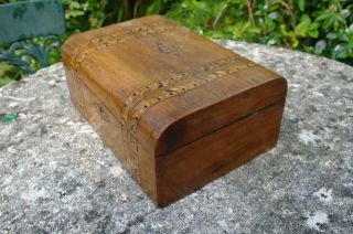 Antique Victorian Tunbridge Ware Marquetry Inlay Walnut Box (empty) c.  1860 ' s tlc 7