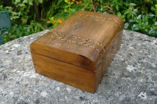 Antique Victorian Tunbridge Ware Marquetry Inlay Walnut Box (empty) c.  1860 ' s tlc 8