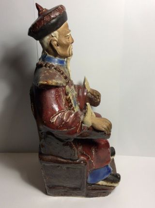 Antique/Vintage Chinese Shiwan Figure Emperor Seated on Throne 2