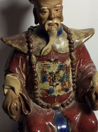 Antique/Vintage Chinese Shiwan Figure Emperor Seated on Throne 5