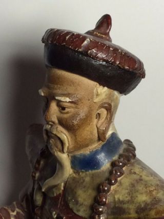 Antique/Vintage Chinese Shiwan Figure Emperor Seated on Throne 7