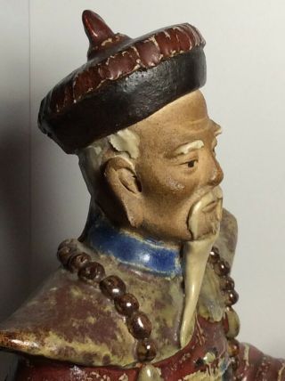 Antique/Vintage Chinese Shiwan Figure Emperor Seated on Throne 8