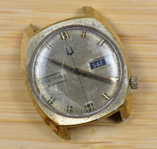 Vintage Bulova Accutron 1975 Gold Plated Tuning Fork Watch For Repair