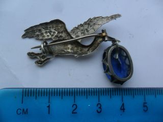 Vintage antique silver Victorian costume jewellery stork ? bird brooch paste 4