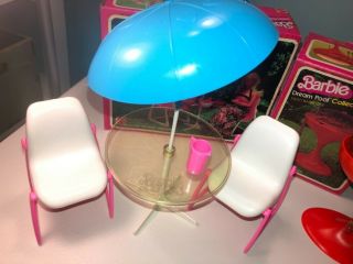 Vintage Barbie Dream Furniture pool patio table chairs barbecue grill bbq 70s 4