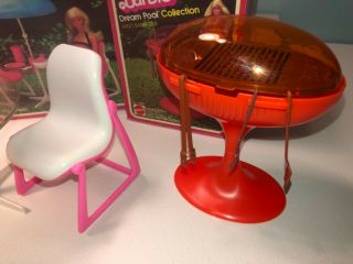 Vintage Barbie Dream Furniture pool patio table chairs barbecue grill bbq 70s 5
