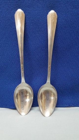 2 Towle Sterling Silver Demitasse Spoons In Lady Diana 1928 Pattern Monogramed