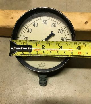 VINTAGE Marsh Instrument Co.  Pressure Gauge Meter Antique Steampunk 3.  5 