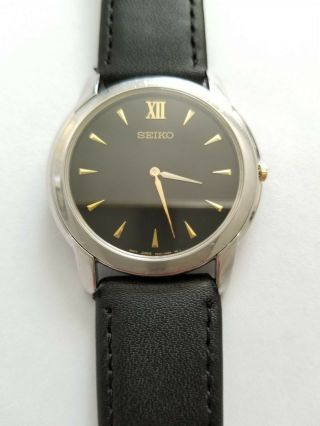 Vintage Seiko Le Grand Sport Watch,  Silver Tone Black Dial,  Sapphire Crystal