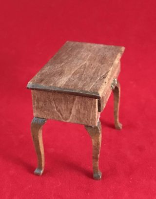 Miniature Dollhouse Furniture End Table W Vintage Dolll Under Glass 1:12 Scale 3