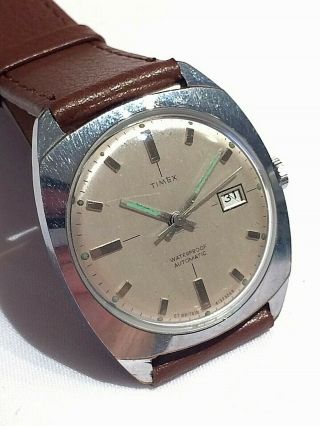 Vintage Huge Timex Marlin Automatic Watch Ft.  Date Aperture.  Made Great Britain