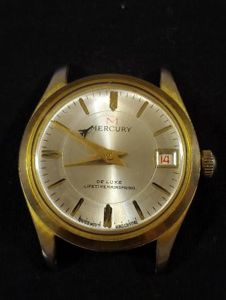 Vintage Mercury De Luxe Swiss Movement Watch With Plane - Shaped Second Hand