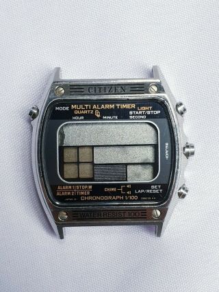Vtg Citizen Multi Alarm Timer Chronograph 1/100 Japan Digital Watch Parts Repair