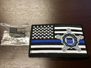 Us Secret Service Blue Line Flag Patch & Pin