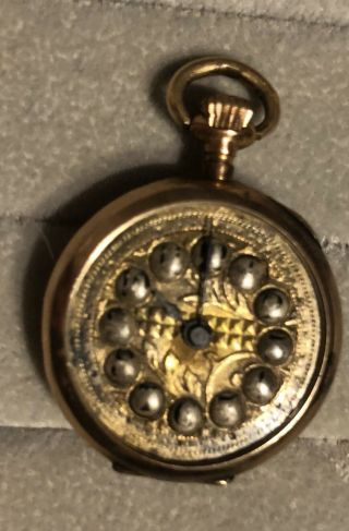 Vintage Gf Swiss Size 0 Pocket Watch Gold Dial With Bubbled Numbers Running