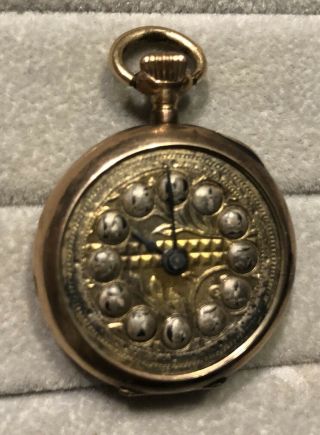 Vintage GF Swiss Size 0 Pocket Watch Gold Dial With Bubbled Numbers Running 5