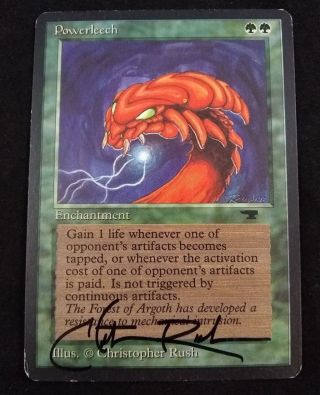 Mtg Magic The Gathering Powerleech Antiquities Signed By Christopher Rush Mp