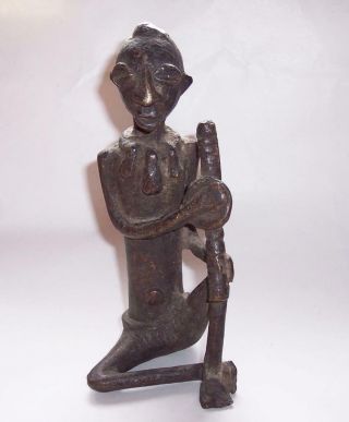 Antique African Bronze Brass Akan Ashanti Gold Weight Figure Sitting Man 900 Gms