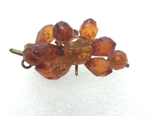 Antique Cluster Brooch Pin Plastic Faux Amber Beads C - Clasp Jewelry