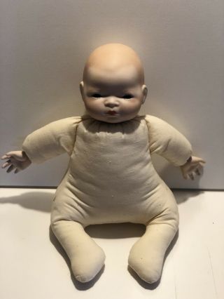 Vintage / Antique Grace Putnam Germany Bisque Doll - 13 " Tall Cloth Stuffed Body