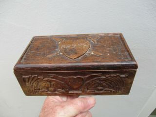 An Interesting Antique Carved Oak Folk Art? Box C1880?
