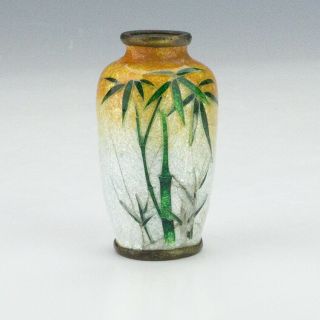Antique Japanese Cloisonne Miniature Bamboo Decorated Vase - But Lovely