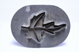 Unusual Antique Metal Tin Primitive Leaf Cookie Cutter W/ Handle