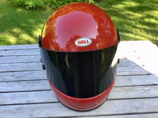 Vintage 1982 Bell Tourstar Full Face W/shield Red Motorcycle Helmet 6 3/4 Size