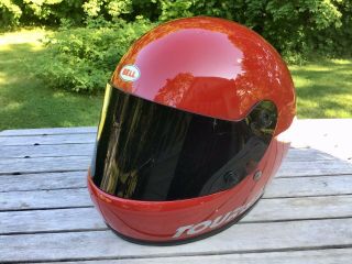 Vintage 1982 BELL TOURSTAR Full Face W/Shield Red Motorcycle Helmet 6 3/4 Size 2