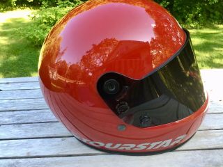 Vintage 1982 BELL TOURSTAR Full Face W/Shield Red Motorcycle Helmet 6 3/4 Size 5