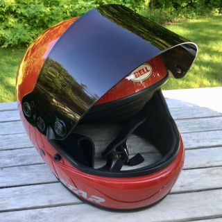 Vintage 1982 BELL TOURSTAR Full Face W/Shield Red Motorcycle Helmet 6 3/4 Size 6