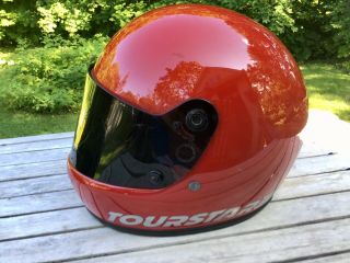 Vintage 1982 BELL TOURSTAR Full Face W/Shield Red Motorcycle Helmet 6 3/4 Size 8
