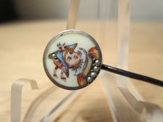 Sterling Silver Antique Pin Joker Art Jewelry White Mini Pearls Collectible