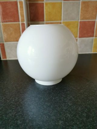 Vintage White Milk Glass Globe Oil Lamp Shade To Fit 4 " Gallery Duplex Burner