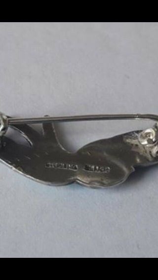 Antique Solid Silver And Blue Enamel Swallow Bird In Flight Brooch Pin 3