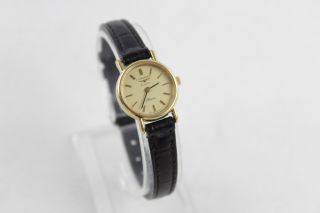 Vintage Ladies Longines Prescence Gold Tone Wristwatch Quartz W/ Leather Strap