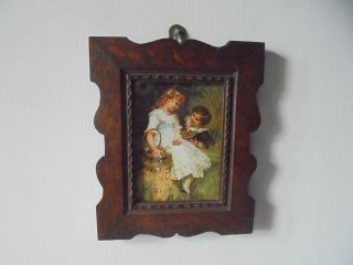 Antique Arts And Craft Designed? Oak Frame With Charming Picture
