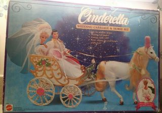 Disney Princess Cinderella Barbie Doll Wedding Carriage And Horse Playset
