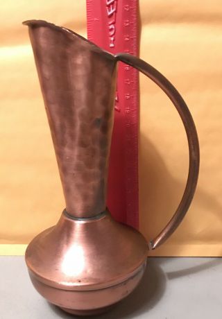 Vintage Gregorian Hammered Copper Handled Vase Pitcher 7 Inches Made In Usa 602