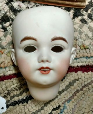 Vintage Porcelain Open Mouth Doll Head Marked Germany Santa No Eyes