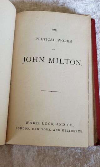 1894 The Poetical Of John Milton Antique Victorian Classic Paradise Lost 8