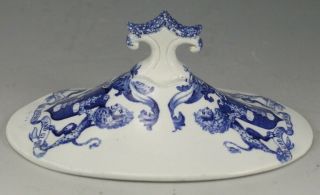Antique Pottery Pearlware Blue Transfer Riley Drapers Arms Sauce Tureen Lid 1825 2
