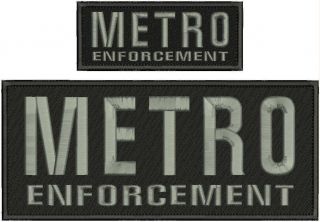 Metro Enforcement Embroidery Patches 4x10 And 2x5 Hook On Back/gray