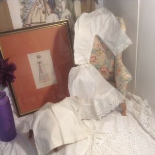 3 Piece Vintage Doll Underwear,  Chemise,  Pantaloons,  Petticoat