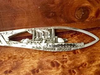 Antique Wwi U.  S.  Navy Uss Rhode Island Ships Ball Sterling Silver Teaspoon 1918