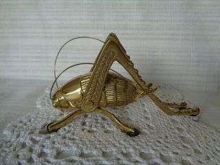 Vintage Brass Grasshopper Cricket Insect Paperweight Figurine